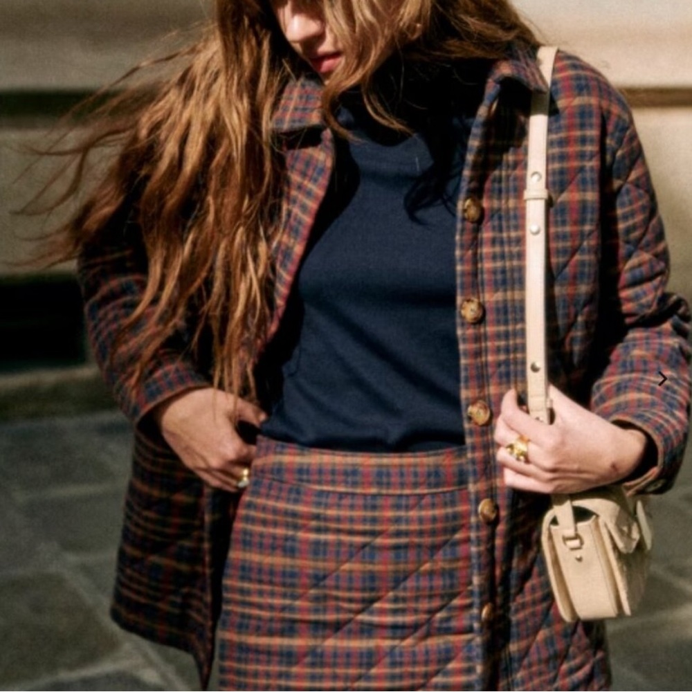 Sezane Will Jacket in Ivan Burgundy Tartan